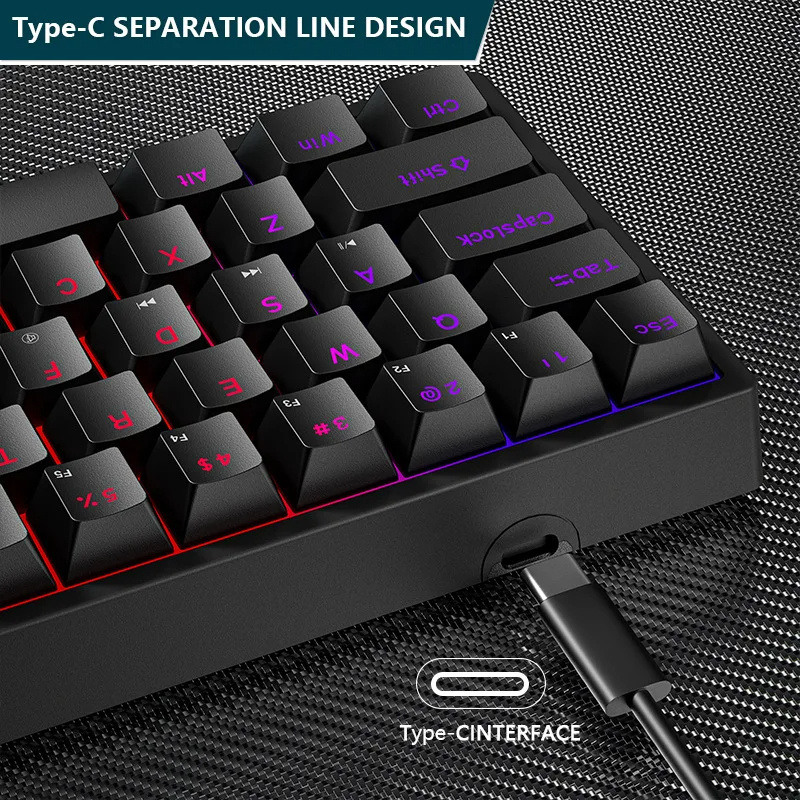 YS964 BT 2.4G RGB Backlit 63 Keys Compact 60 Percent Wireless USB 60% Mechanical Gaming Keyboard Blue switch