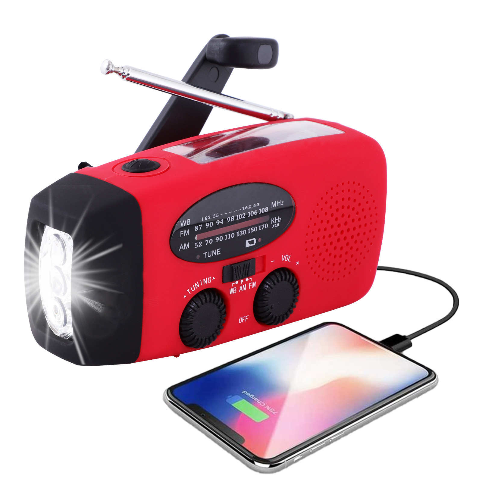 SY201 Emergency Radio Hand Crank Solar Charge Am Fm Radio with Light Rechargeable Battery Hand Crank Light With Radio