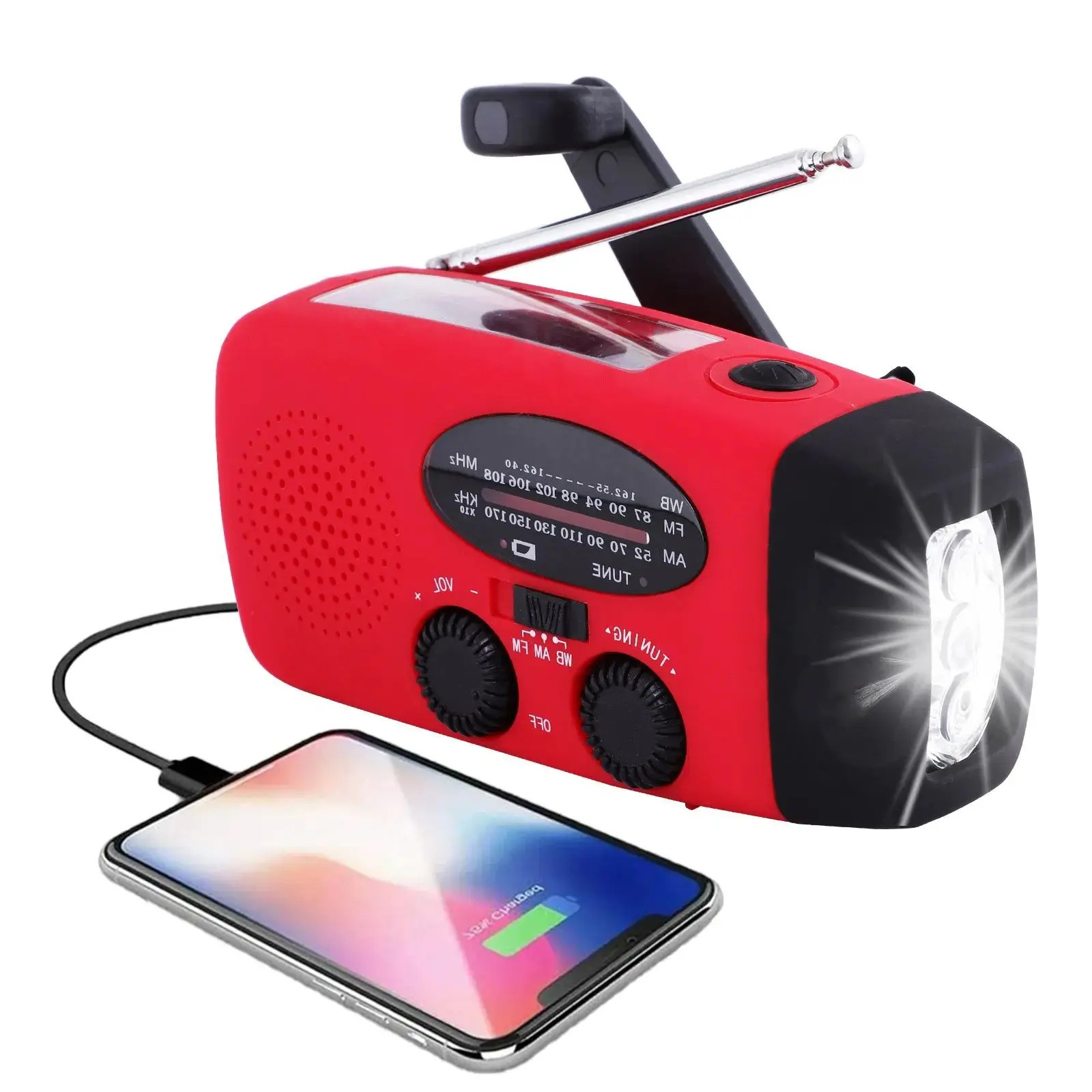 SY38 Solar crank dynamo radio with USB / TF card MP3 player & flashlight 2000mah power bank