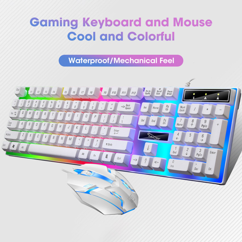 CJ712 Wired Mouse and Keyboard Set LED Lights Gaming Keyboard and Mouse Combos for Computer Laptop Keyboard Mouse Combos