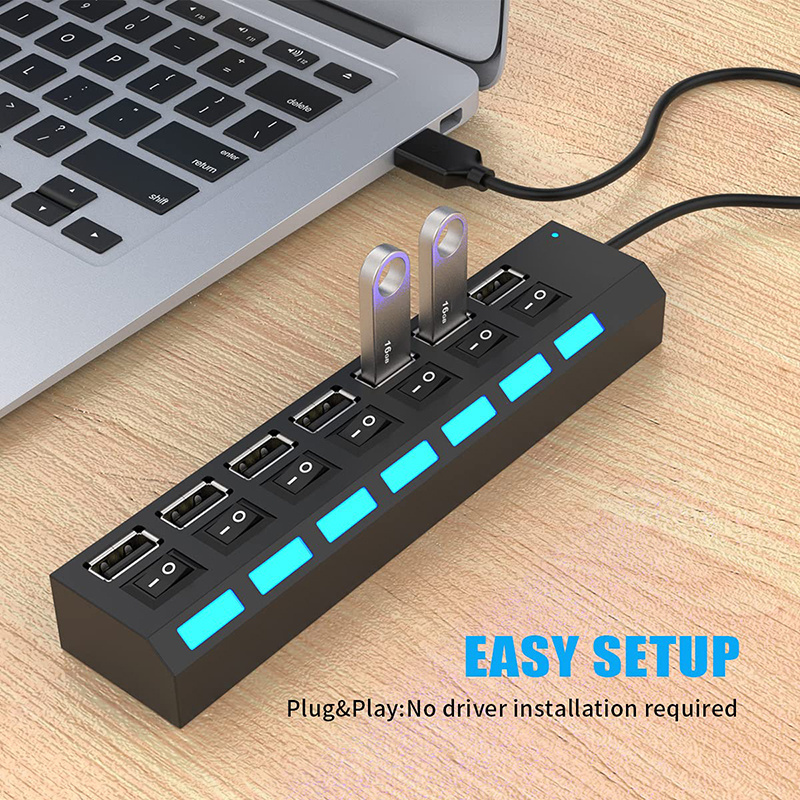 LCC374 High Speed 3.0 Independent Switch Adapter Super Fast 7 USB Port HUB for PS4 Slim/Pro Computer Laptop PC Powered USB HUB