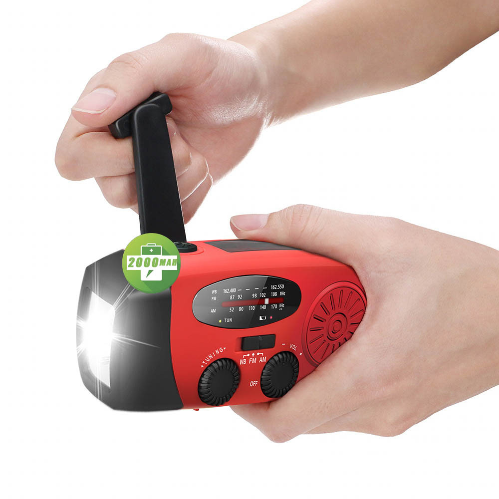 CJ2000mAh Portable Rechargeable Emergency Solar Hand Crank Radio WB/NOAA with Phone Charger and LED Torch FM Emergency Radio