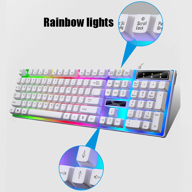 CJ712 Wired Mouse and Keyboard Set LED Lights Gaming Keyboard and Mouse Combos for Computer Laptop Keyboard Mouse Combos