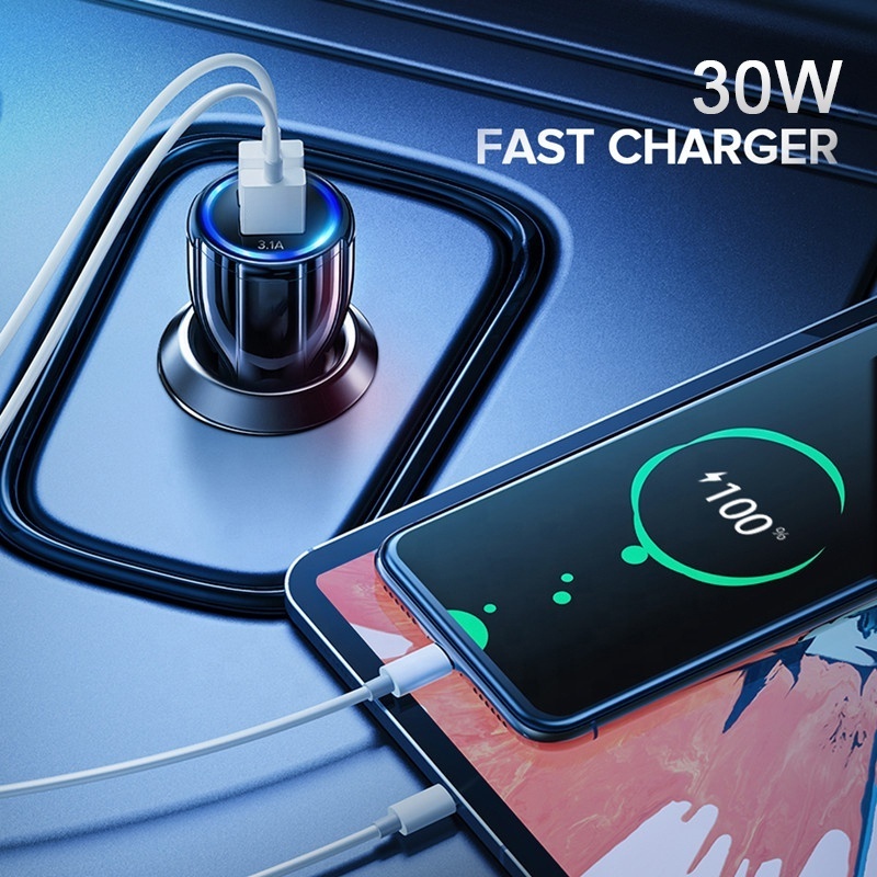 QC3.0 6A Mobile Phone Fast Car Charger for iPhone Samsung Tablet 30W Dual USB Car Charger