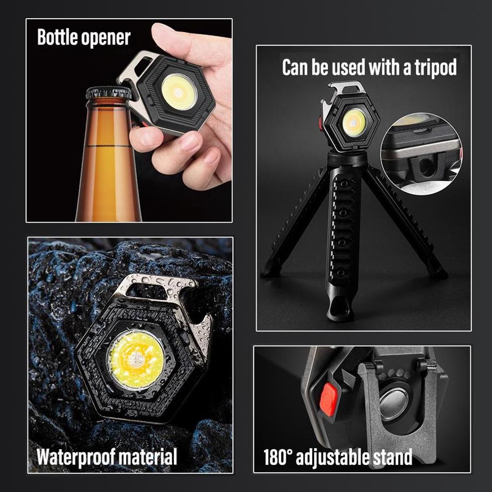 ZXX Waterproof Mini Camping Light LED Flashlight Lantern USB Charging COB Keychain Light with Magnetic