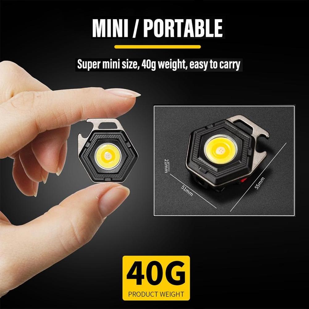 ZXX Waterproof Mini Camping Light LED Flashlight Lantern USB Charging COB Keychain Light with Magnetic