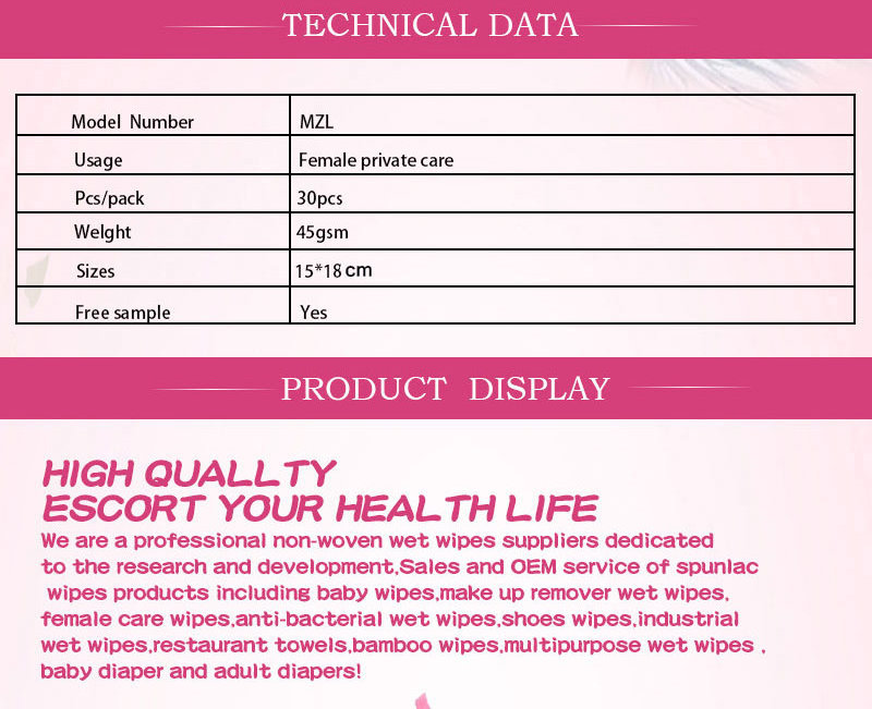 OEM Custom Private Label Organic Antibacterial Alcohol Free femininity After Wet Tissues Sex Wipes Cleaning Wet Wipes