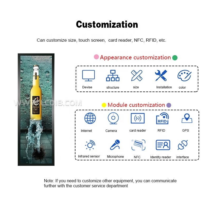 19.5 24 37 43 48.8 49.5 Inch 4K Commercial Display Screen Ultra Wide Touch Screen Monitor for Supermarket Retail Shop Shelf Edge