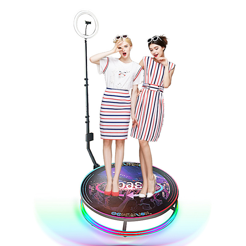 80 cm to 120 cm Slow Spin 360 Camera Selfie Photo Booth Platform with RGB LED Light