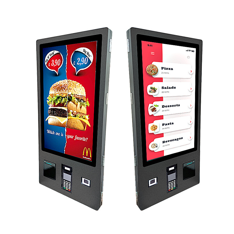 24 32 Inch Wall Mounted Vending Machine Automatic Payment Machine Touch Screen Self Ordering Kiosk for MC KFC Pizza Shop