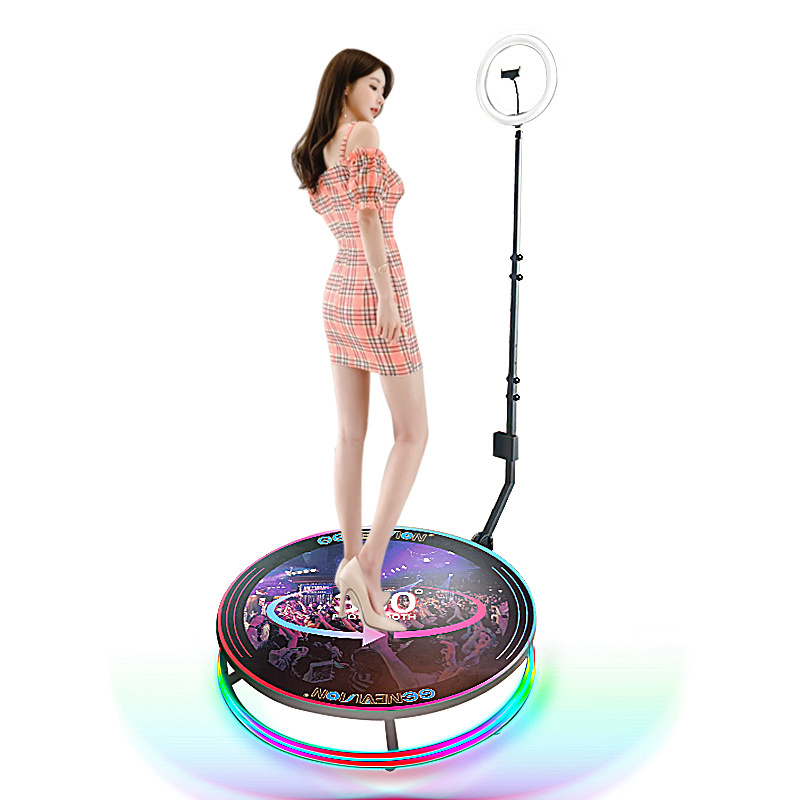 80 cm to 120 cm Slow Spin 360 Camera Selfie Photo Booth Platform with RGB LED Light