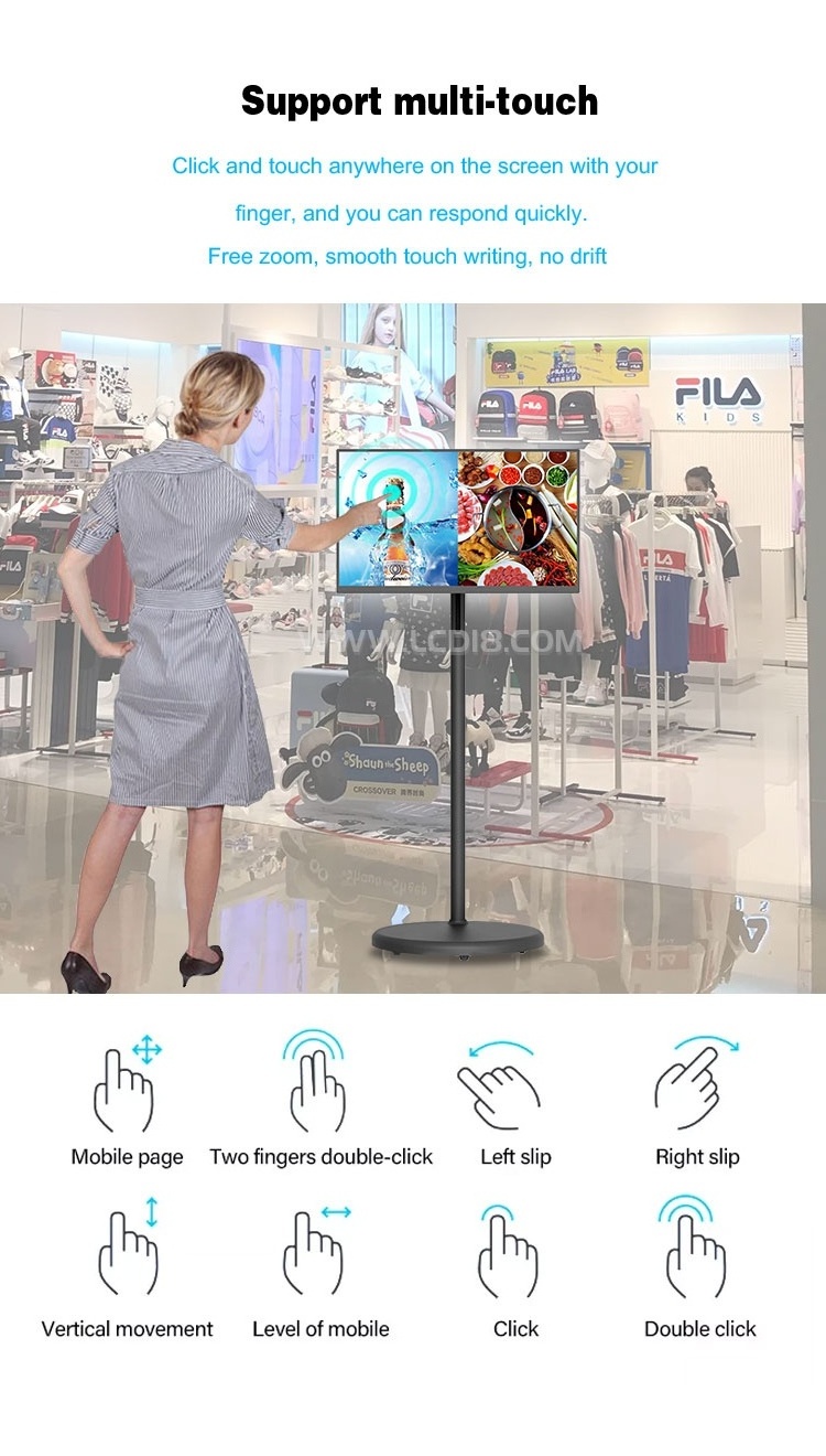 21.5 23.8 27 32 Inch White Black Battery Powered Portable Rotatable Frameless BOE Interactive Touch Screen Digital Signage