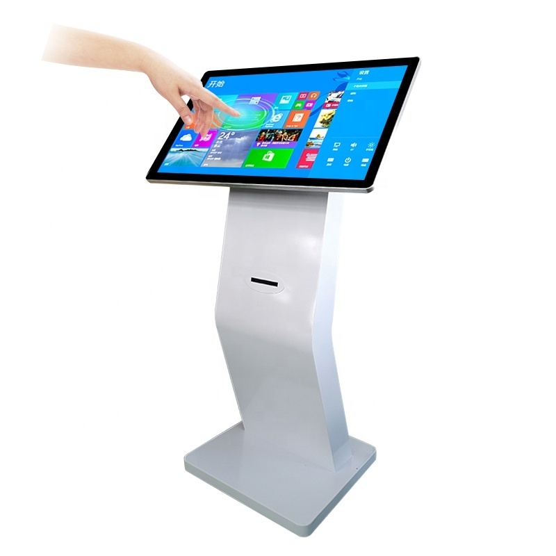 21.5 32 inch Floor Standing Digital Podium Interactive Queue Management System Self Service Ticket Kiosk