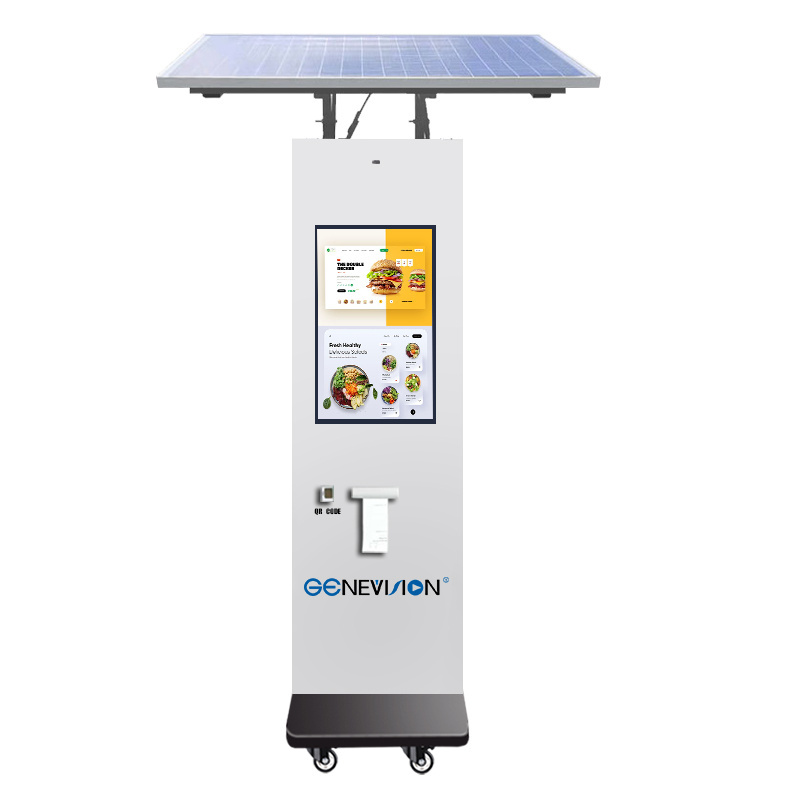 27 ' Outdoor Self Serviced POS Kiosk Solar Panel Digital Menu Vending Machine Self Payment Machine Self Ordering Payment Kiosk