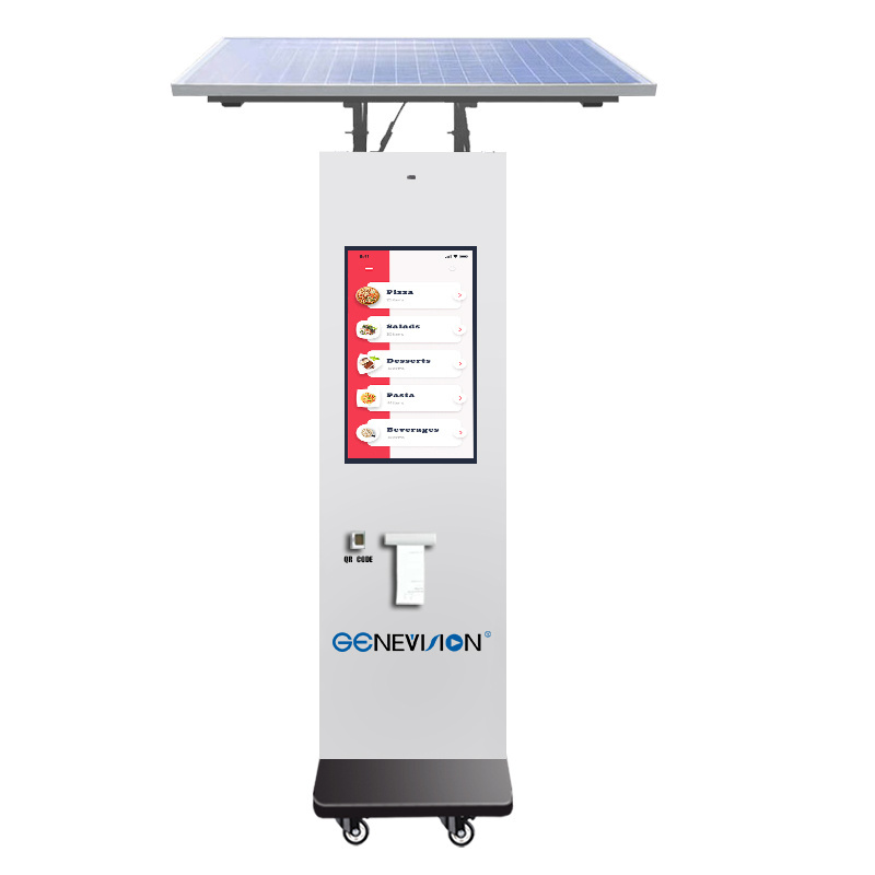 27 ' Outdoor Self Serviced POS Kiosk Solar Panel Digital Menu Vending Machine Self Payment Machine Self Ordering Payment Kiosk