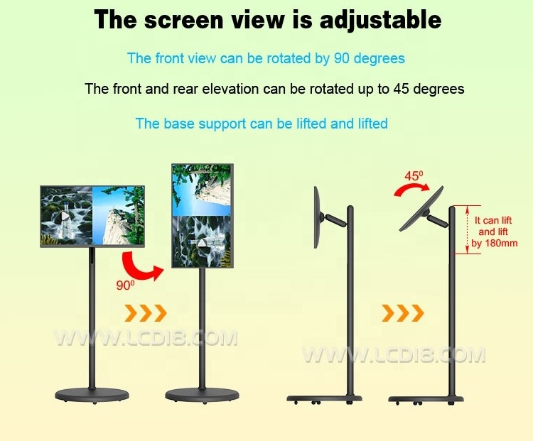 21.5 23.8 27 32 Inch White Black Battery Powered Portable Rotatable Frameless BOE Interactive Touch Screen Digital Signage