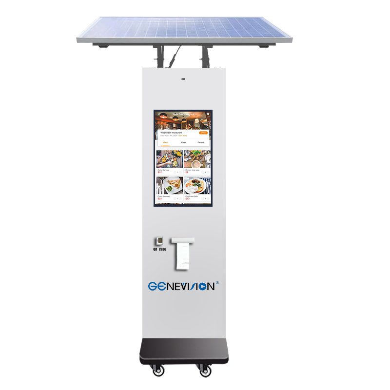 27 ' Outdoor Self Serviced POS Kiosk Solar Panel Digital Menu Vending Machine Self Payment Machine Self Ordering Payment Kiosk