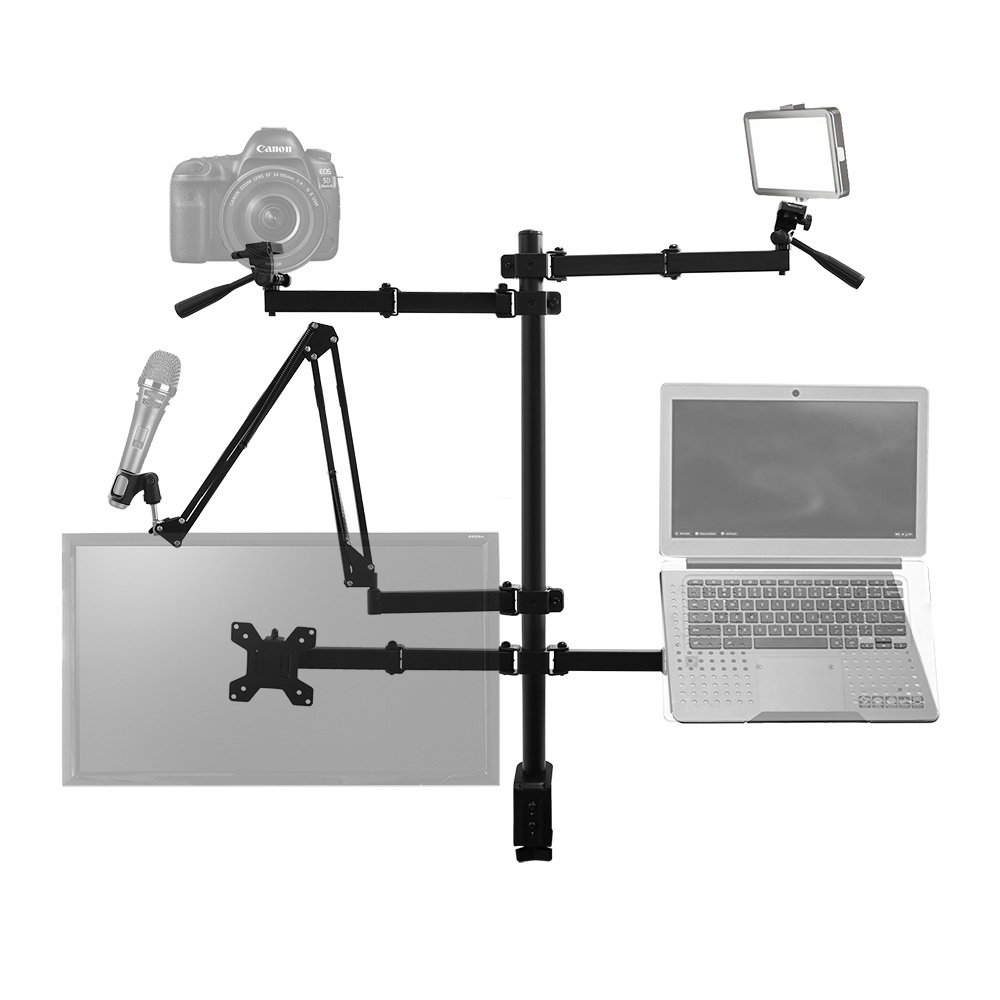 Live stream Arms Compatible Camera Lighting tablet Vesa Monitor Clamp Stand Desktop Arm Bracket Dual Monitor Mount Laptop Stand