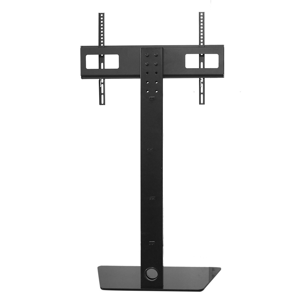 Black Steel and Glass Shelf TV Presentation Floor Stand LCD LED Plasma Flat Screen Stationary Mount fits 13