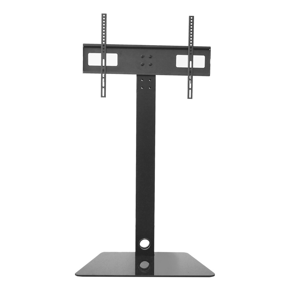 Black Steel and Glass Shelf TV Presentation Floor Stand LCD LED Plasma Flat Screen Stationary Mount fits 13