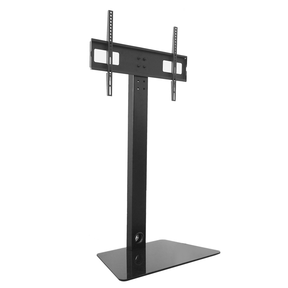 Black Steel and Glass Shelf TV Presentation Floor Stand LCD LED Plasma Flat Screen Stationary Mount fits 13