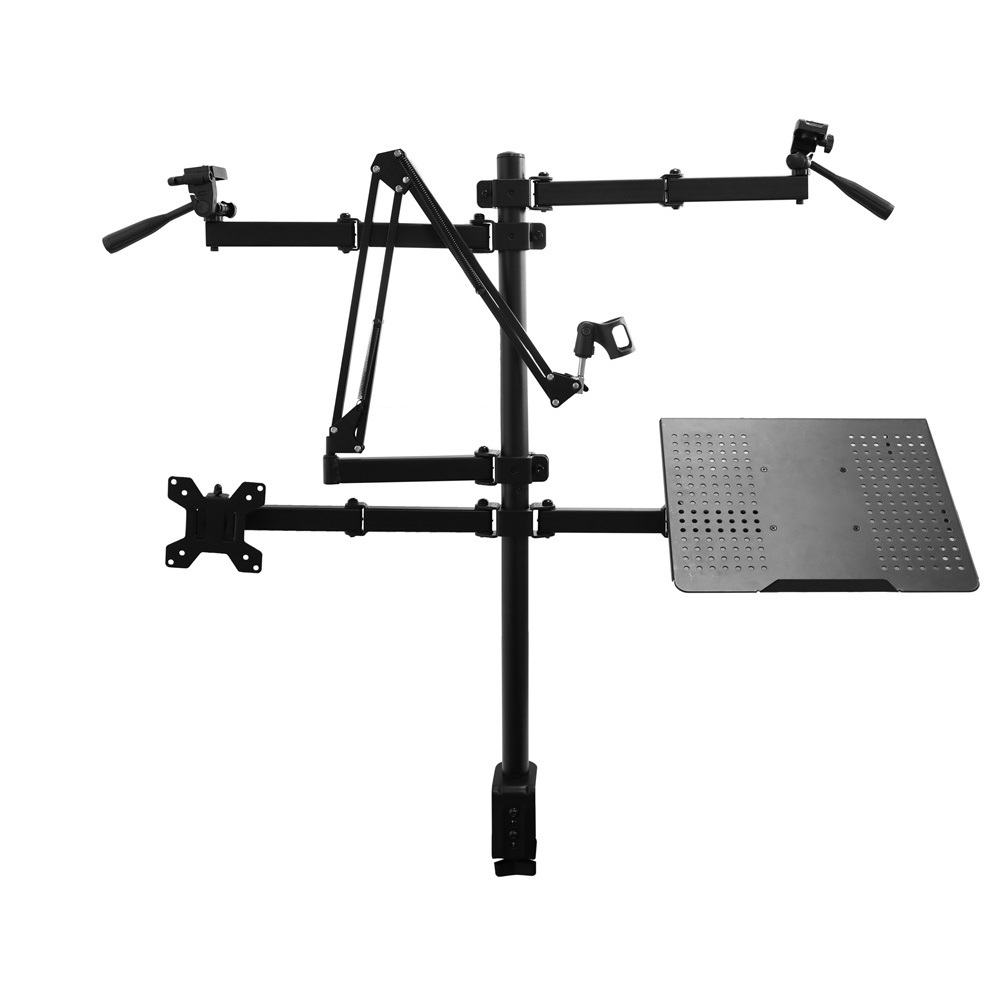 MG All in One Computer Studio Desk Mount Dual Monitor Mount Laptop Stand Live stream Arms Compatible Cameras Lighting tablets