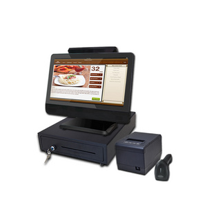 printer cash drawer pos set 15.6" price checker terminal pos computer restaurant touch screen cash register pos billing machine