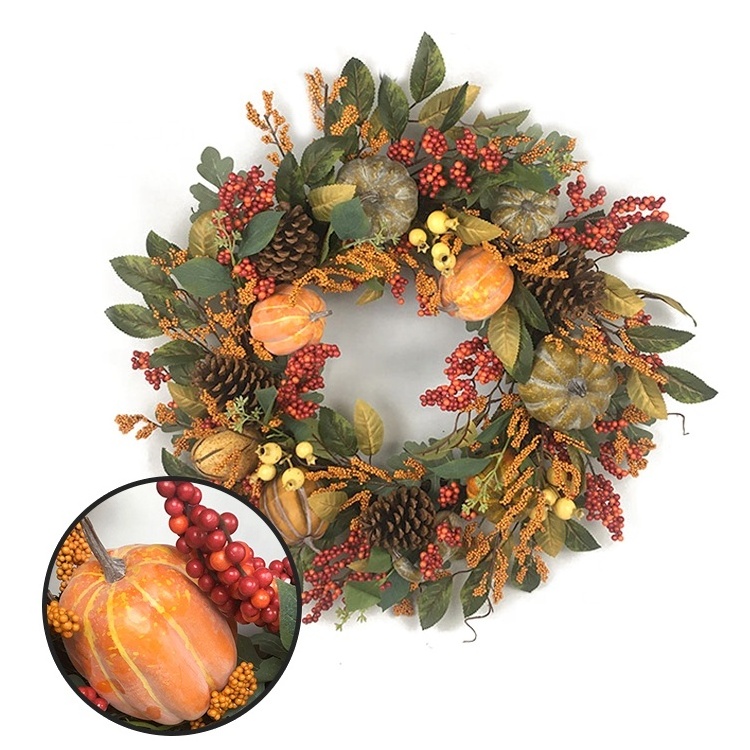 High Quality Pumpkin Berries Fall Front Door Thanksgiving Ornaments Wreaths Decorations