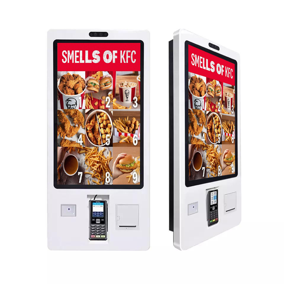 Mcdonalds KFC Wifi 32 Inch Wall Mountable Self Ordering Machine Automatic Ticket Machine with POS and Ticket Printer