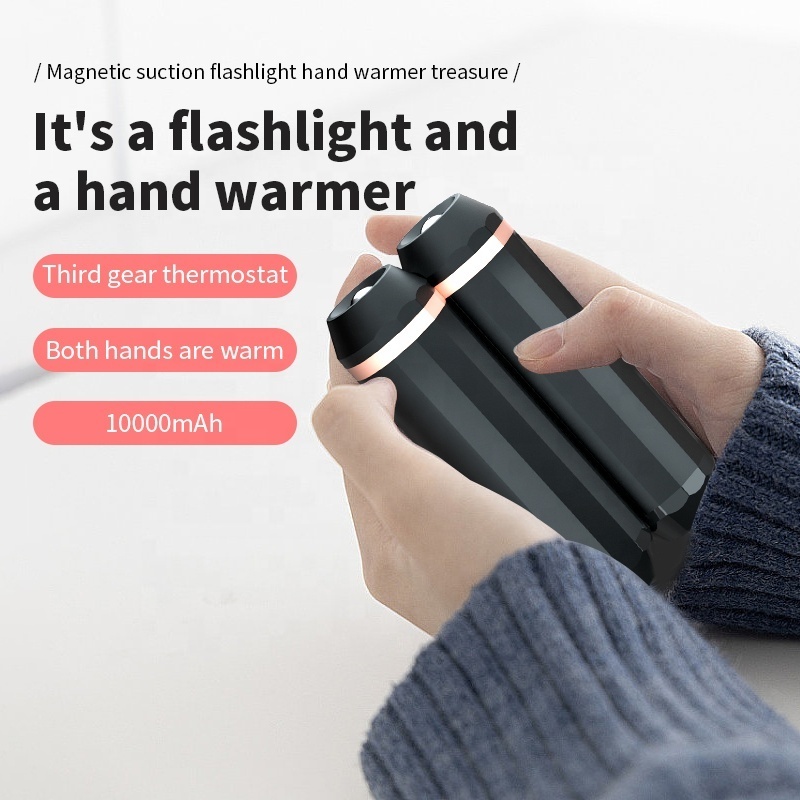 2023 Newest C306 Hand Warmer Mini Portable Cylinder Outdoor Emergency Flashlight Heating Hand Warmer Power Bank