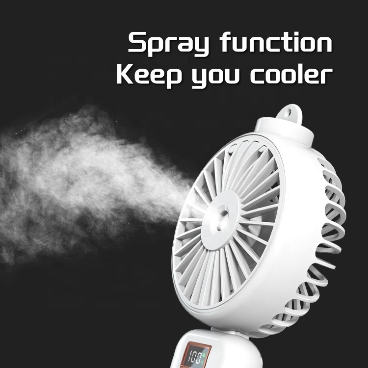 New Design Rechargeable Outdoor Portable Hanging Neck Mist Fan Mini Handheld Misting Fan With Water Spray Bottle