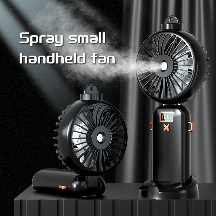 New Design Rechargeable Outdoor Portable Hanging Neck Mist Fan Mini Handheld Misting Fan With Water Spray Bottle