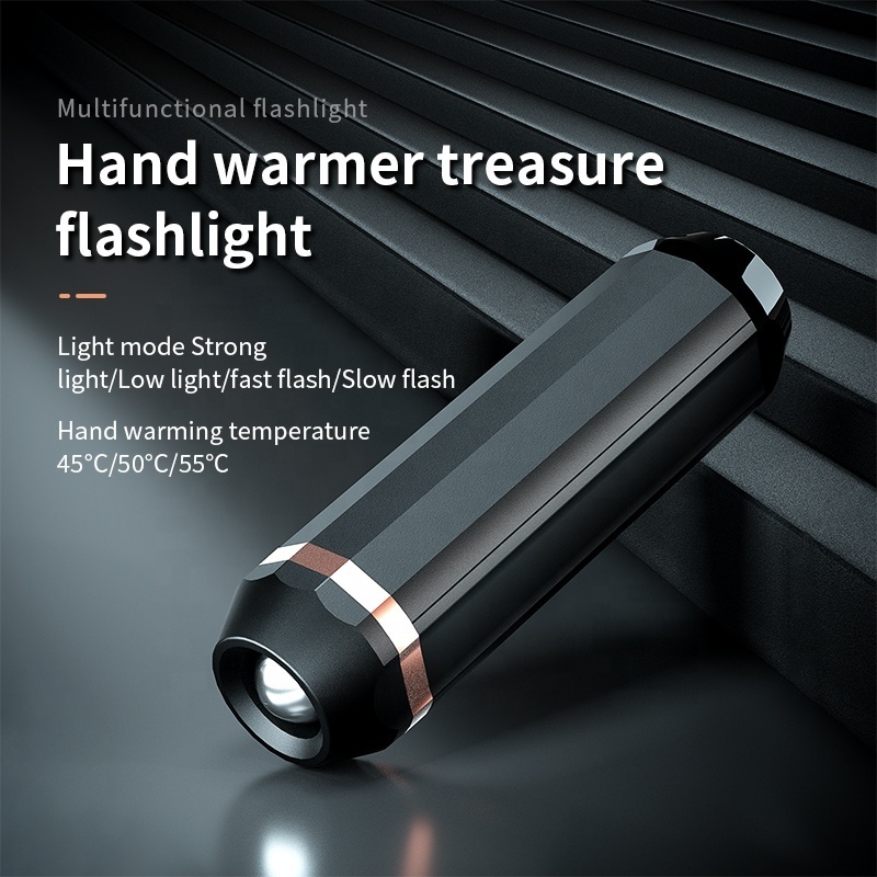 2023 Newest C306 Hand Warmer Mini Portable Cylinder Outdoor Emergency Flashlight Heating Hand Warmer Power Bank