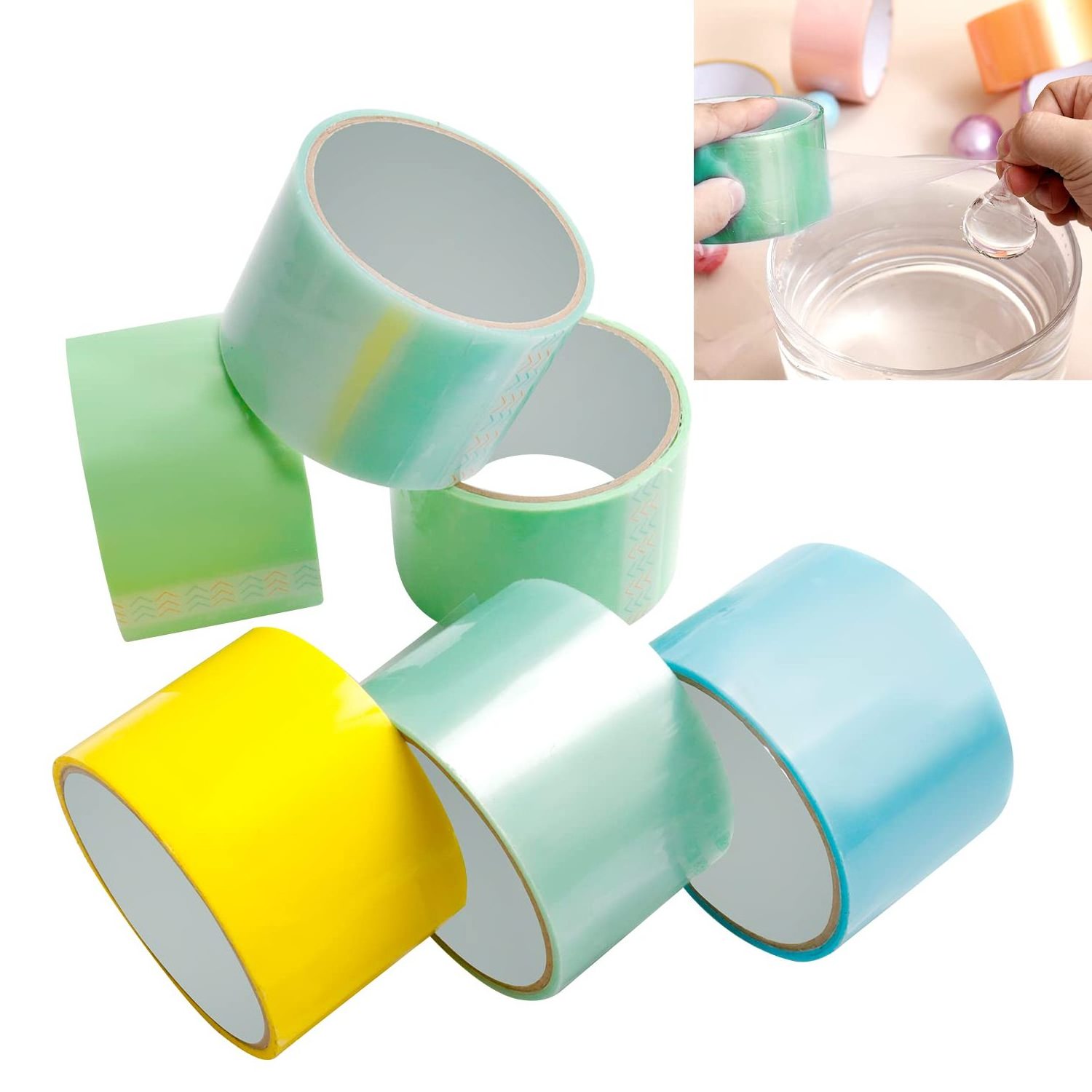 MAGICLULU 6 Rolls of Color Ball Tape Colorful Sticky Ball Rolling Tape Adhesive Sticky Ball Rolling Tape for Relaxing