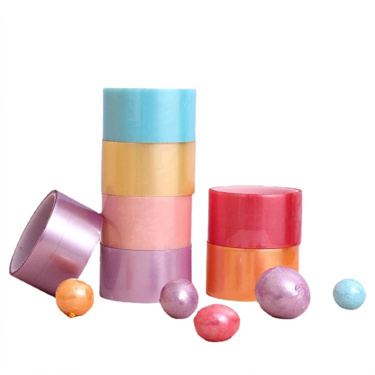 MAGICLULU 6 Rolls of Color Ball Tape Colorful Sticky Ball Rolling Tape Adhesive Sticky Ball Rolling Tape for Relaxing