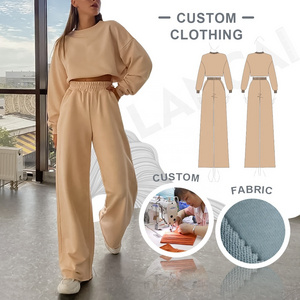 Lancai Garment Clothing Clothes Manufacturers Custom Brand Women Suit Embroidery Two Piece Womens Loungewear Short Sets