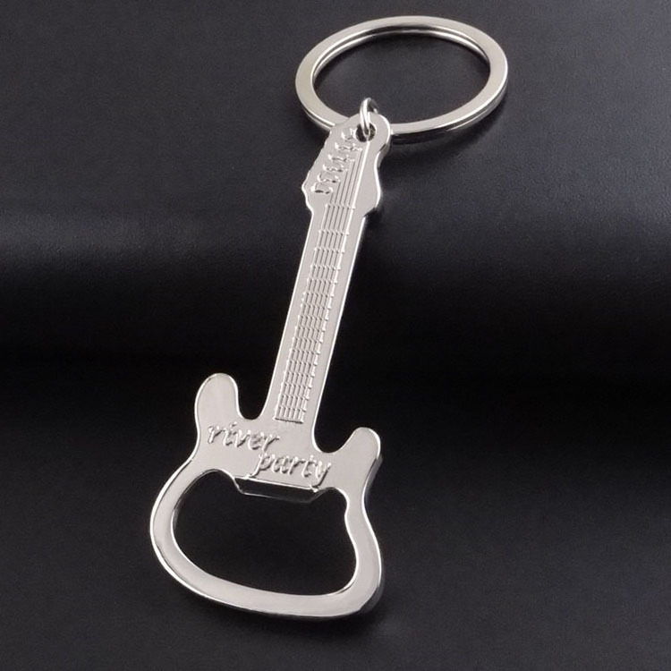 Creative Music Bar Shop Promotional Gift Aluminum Key Ring Keychain Beer Guitar Bottle Opener