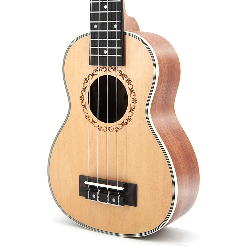 Hot Selling High-end 21 Inch White Edge Spruce Sapele Four Strings Ukulele With Accessories