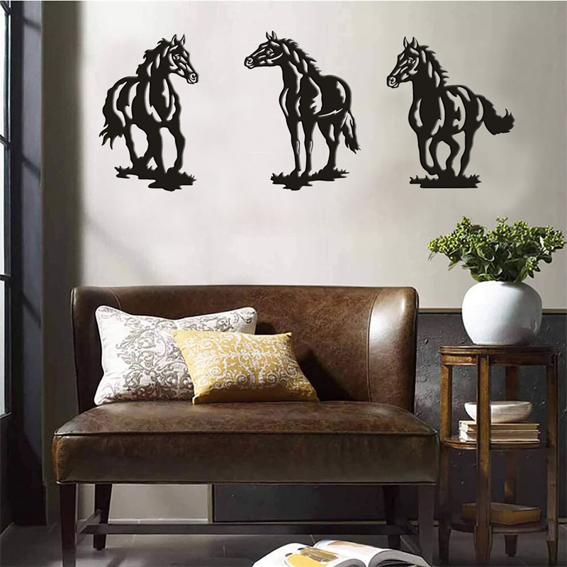 Creative Iron Art Paint Horses For Wall Decorations Home Pendant Metal Wall Decor