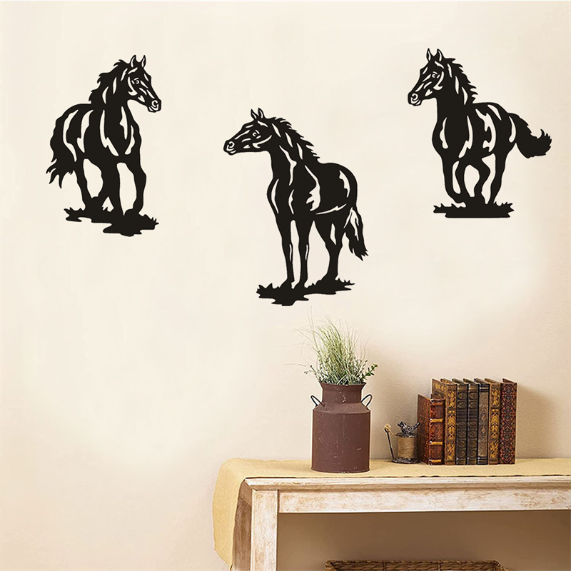 Creative Iron Art Paint Horses For Wall Decorations Home Pendant Metal Wall Decor