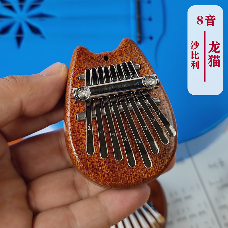 Solid Wood 8 Keys Finger Piano Portable Marimba Musical Thumb Piano with Lanyard Valentines Gift Mini Kalimba Thumb Piano