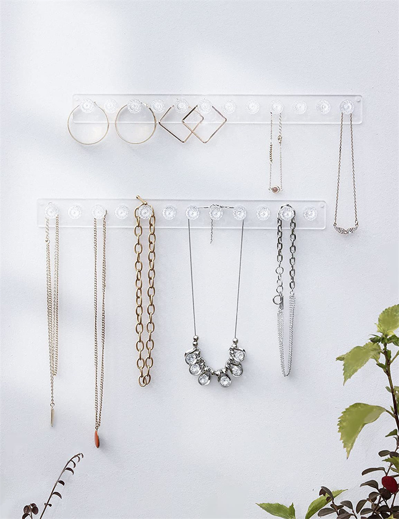 Wholesale Clear Wall Mounted Hanging Jewelry Display Holder Hanging Earring Holder Acrylic Jewelry Holder