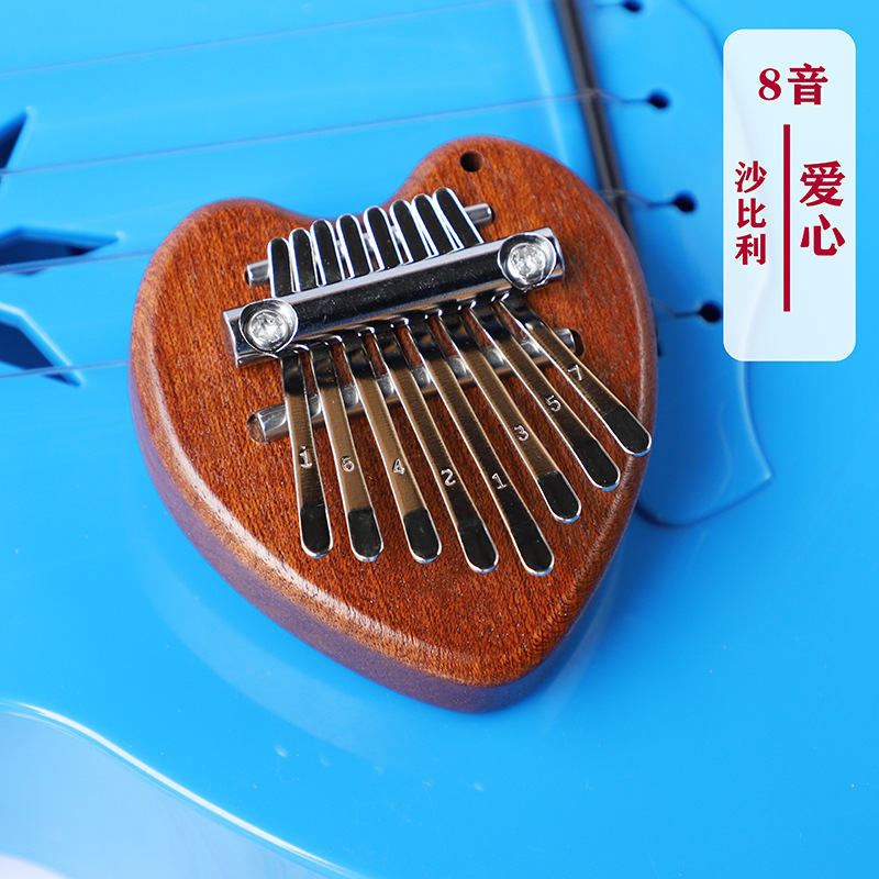 Solid Wood 8 Keys Finger Piano Portable Marimba Musical Thumb Piano with Lanyard Valentines Gift Mini Kalimba Thumb Piano