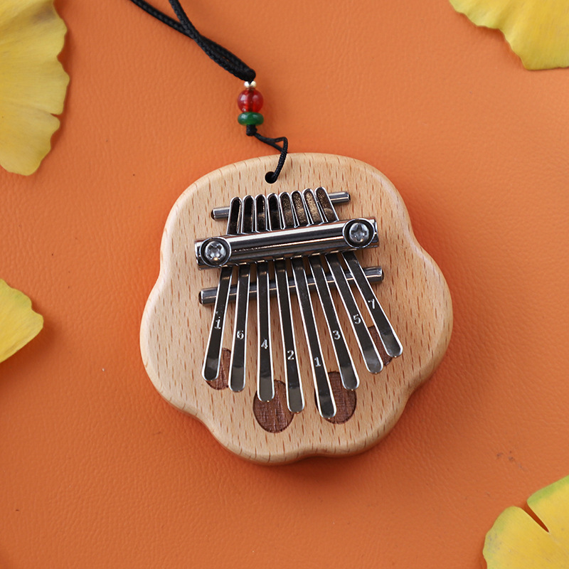 Solid Wood 8 Keys Finger Piano Portable Marimba Musical Thumb Piano with Lanyard Valentines Gift Mini Kalimba Thumb Piano