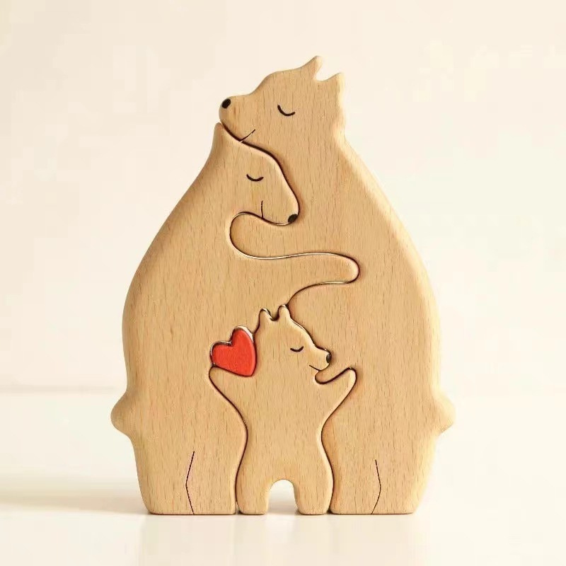 DIY Mother and Child Bear Warm Family wall decor for living room Wooden ornament wooden christmas ornaments