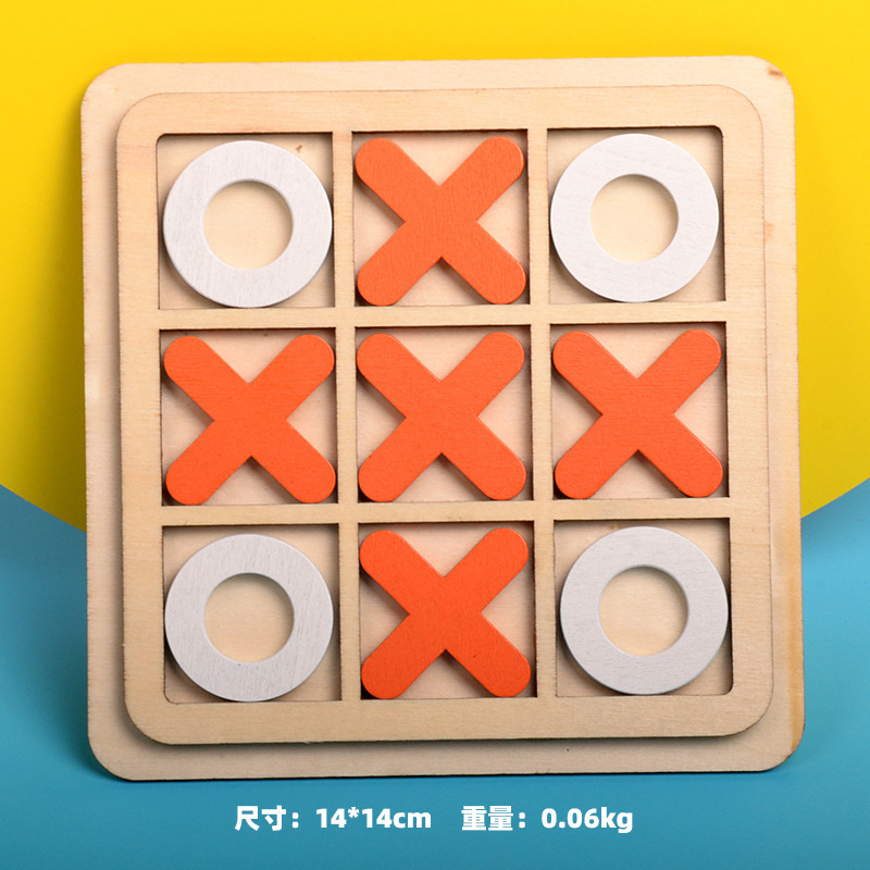 Wooden Building Block Educational Toys For Kids Learning Tic Tac Toe Kids Board Games