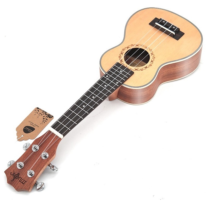 Hot Selling High-end 21 Inch White Edge Spruce Sapele Four Strings Ukulele With Accessories