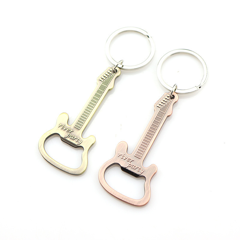 Creative Music Bar Shop Promotional Gift Aluminum Key Ring Keychain Beer Guitar Bottle Opener