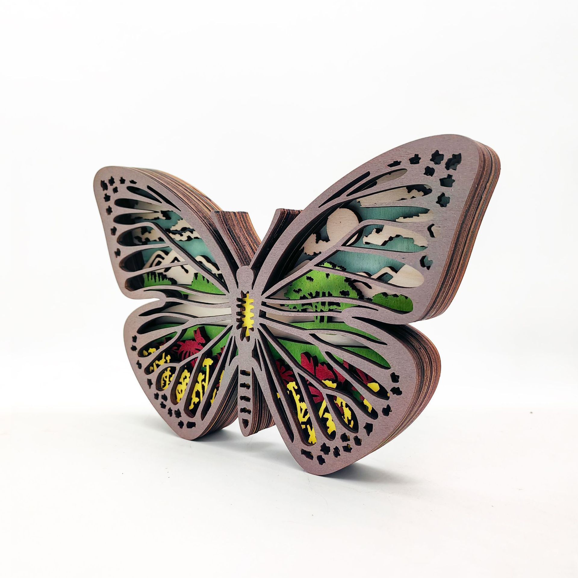 3 D Wooden Animal Decorations  Table Lamp Butterfly Shaped wooden craft easter toys Children's gift wood decorations for home