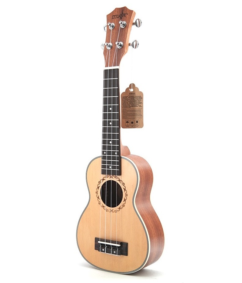 Hot Selling High-end 21 Inch White Edge Spruce Sapele Four Strings Ukulele With Accessories